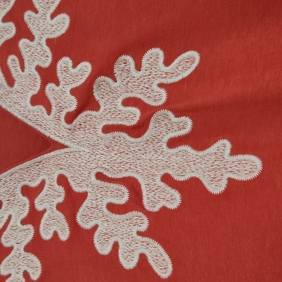 Coral top size M mid sleeve Coastal Lagenlook contemporary Artsy vacation - Picture 6 of 8